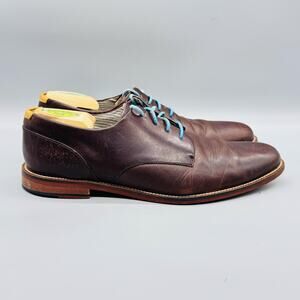 J Shoes Men 10 Brown Leather Derby Oxford Lace Up Dress Handcrafted Sole Classic